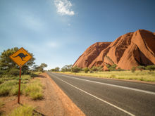 Känguru-Warnschild im Outback, Australien